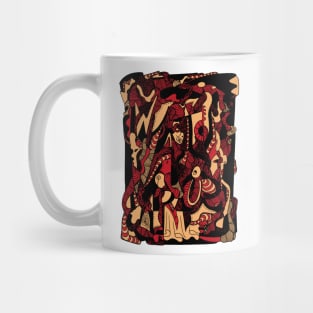 Red and Cream Color Abstract Wave of Thoughts No 4 Mug